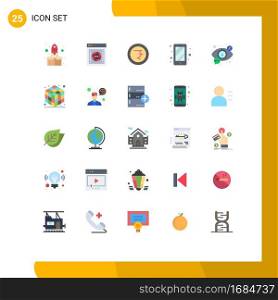 Group of 25 Flat Colors Signs and Symbols for seo, eye, safety, access, phone Editable Vector Design Elements