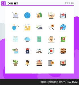 Group of 25 Flat Colors Signs and Symbols for web, alert, pear, development, money Editable Vector Design Elements