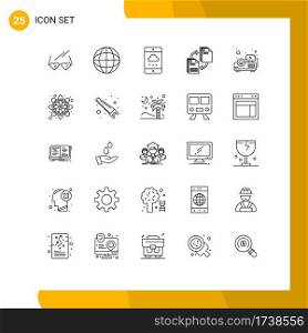 Group of 25 Lines Signs and Symbols for beamer, document, smartphone, file, sharing Editable Vector Design Elements