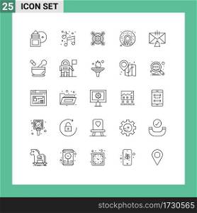 Group of 25 Lines Signs and Symbols for bell, sweet, paint, food, pertinent Editable Vector Design Elements