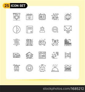 Group of 25 Lines Signs and Symbols for chinese, father, creative, emperor, designer Editable Vector Design Elements