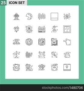 Group of 25 Lines Signs and Symbols for crystal, view, cooking, investment, layout Editable Vector Design Elements