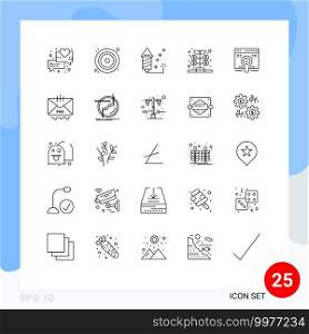 Group of 25 Lines Signs and Symbols for find, web, event, money, growth Editable Vector Design Elements