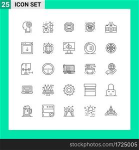 Group of 25 Lines Signs and Symbols for image, photo, tech, photography, public transit Editable Vector Design Elements