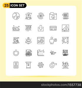 Group of 25 Lines Signs and Symbols for islam, clipboard, flow, checklist, files Editable Vector Design Elements