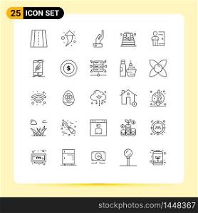 Group of 25 Lines Signs and Symbols for layoff, exit, share, employee, wedding cake Editable Vector Design Elements