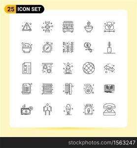 Group of 25 Lines Signs and Symbols for ligh, festival, city, diwali, deepam Editable Vector Design Elements