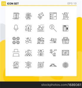 Group of 25 Lines Signs and Symbols for list, develop, pin, coding, easter Editable Vector Design Elements