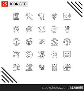 Group of 25 Lines Signs and Symbols for money, light, beach, innovation, develop Editable Vector Design Elements