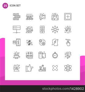 Group of 25 Lines Signs and Symbols for new, create, bath soap, add, location Editable Vector Design Elements
