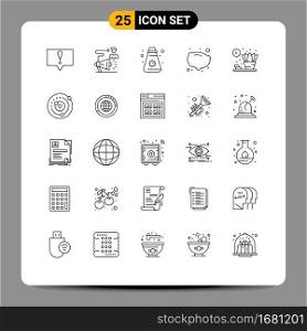 Group of 25 Lines Signs and Symbols for shelf, home, cream, vegetable, food Editable Vector Design Elements