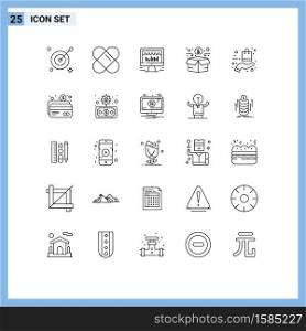 Group of 25 Lines Signs and Symbols for shopping, hand, graph, ecommerce, crowd funding Editable Vector Design Elements