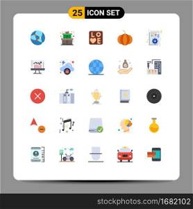 Group of 25 Modern Flat Colors Set for business, options, heart, office, document Editable Vector Design Elements