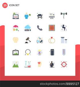 Group of 25 Modern Flat Colors Set for increase, designing tool, bed, decrease, wellness Editable Vector Design Elements