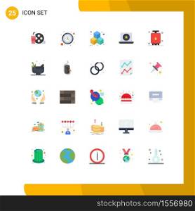 Group of 25 Modern Flat Colors Set for power, energy, box, cook, laptop Editable Vector Design Elements