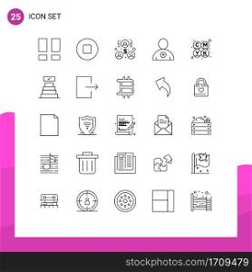 Group of 25 Modern Lines Set for achievements, success, team work, printing, cmyk Editable Vector Design Elements