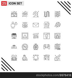 Group of 25 Modern Lines Set for case, industrial, scary, drain, student Editable Vector Design Elements