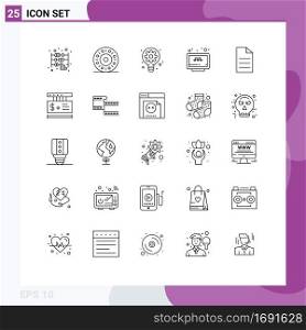 Group of 25 Modern Lines Set for data, website, process, booking, search Editable Vector Design Elements