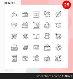 Group of 25 Modern Lines Set for email, phone, layout, help, contact Editable Vector Design Elements
