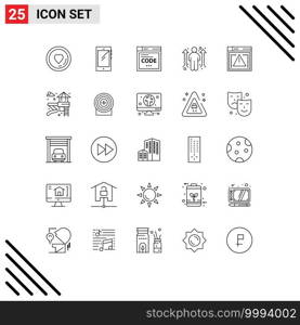 Group of 25 Modern Lines Set for ’ file, man, iphone, career, coding Editable Vector Design Elements