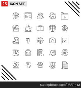Group of 25 Modern Lines Set for horror, bomb, develop, right, arrow Editable Vector Design Elements