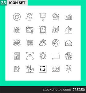 Group of 25 Modern Lines Set for report, chart, reflection, solution, answer Editable Vector Design Elements