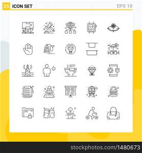 Group of 25 Modern Lines Set for watch, health, banking, fit band, network Editable Vector Design Elements