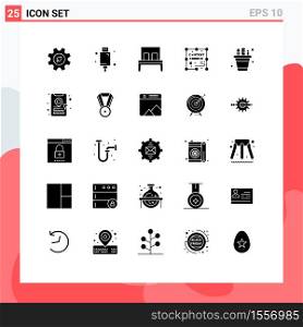 Group of 25 Modern Solid Glyphs Set for business, duplicate, equipment, documents, sleep Editable Vector Design Elements
