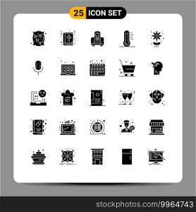 Group of 25 Solid Glyphs Signs and Symbols for agriculture, environment, device, energy, eco Editable Vector Design Elements