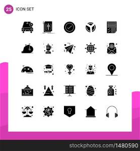 Group of 25 Solid Glyphs Signs and Symbols for analytics, graph, language, chart, ux Editable Vector Design Elements