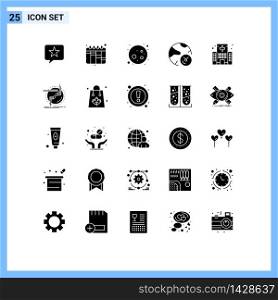 Group of 25 Solid Glyphs Signs and Symbols for health, building, moon, research, information Editable Vector Design Elements