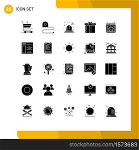 Group of 25 Solid Glyphs Signs and Symbols for internet, cloud, ambulance, thanksgiving, holiday Editable Vector Design Elements