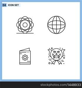 Group of 4 Filledline Flat Colors Signs and Symbols for atom, invitation, orbit, shipping, muslim Editable Vector Design Elements
