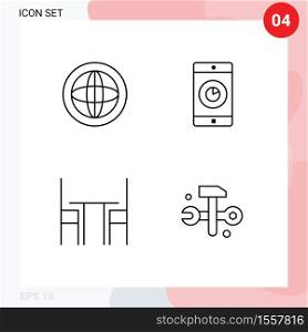 Group of 4 Filledline Flat Colors Signs and Symbols for center, chair, help, mobile, furniture Editable Vector Design Elements