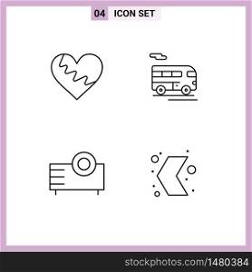 Group of 4 Filledline Flat Colors Signs and Symbols for heart, devices, favorite, coach, products Editable Vector Design Elements