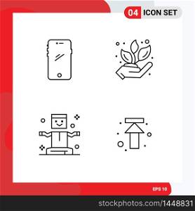 Group of 4 Filledline Flat Colors Signs and Symbols for phone, entertainment, android, grower, levitation Editable Vector Design Elements