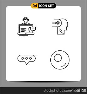 Group of 4 Filledline Flat Colors Signs and Symbols for support, bubble, service, mental, comment Editable Vector Design Elements