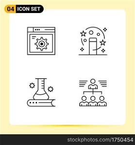 Group of 4 Filledline Flat Colors Signs and Symbols for web, science book, internet, magician, science knowledge Editable Vector Design Elements