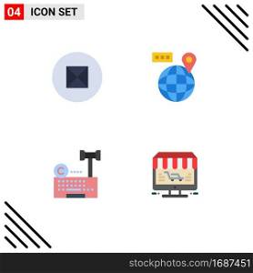 Group of 4 Flat Icons Signs and Symbols for ancient, internet, world, location, laywer Editable Vector Design Elements