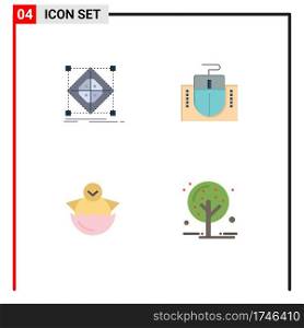 Group of 4 Flat Icons Signs and Symbols for architecture, egg, model, computer, easter Editable Vector Design Elements
