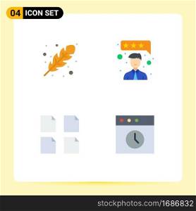 Group of 4 Flat Icons Signs and Symbols for autumn, multiple, cold, review, history Editable Vector Design Elements