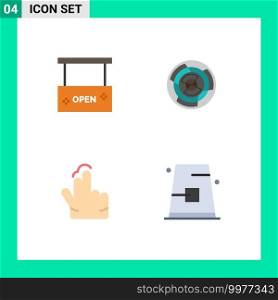Group of 4 Flat Icons Signs and Symbols for beauty and spa, labyrinth, open salon, business, maze Editable Vector Design Elements