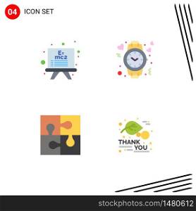 Group of 4 Flat Icons Signs and Symbols for board, piece, heart, time, solution Editable Vector Design Elements