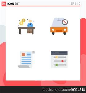 Group of 4 Flat Icons Signs and Symbols for business, data, reception, no, file Editable Vector Design Elements
