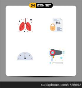 Group of 4 Flat Icons Signs and Symbols for care, dashboard, medical, document, performance Editable Vector Design Elements