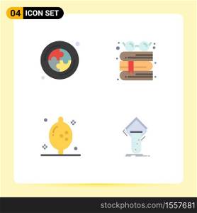 Group of 4 Flat Icons Signs and Symbols for cd, lemon, book, reading, lab Editable Vector Design Elements