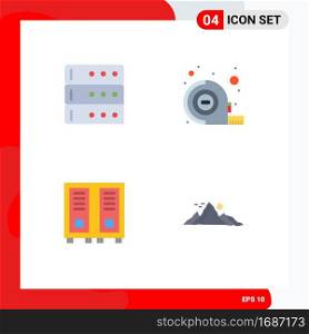 Group of 4 Flat Icons Signs and Symbols for data, reading, measuring, education, landscape Editable Vector Design Elements