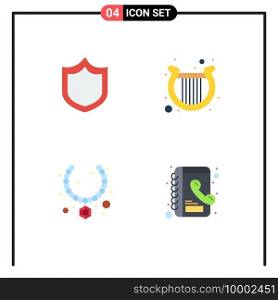 Group of 4 Flat Icons Signs and Symbols for defense, present, harp, patrick, book Editable Vector Design Elements