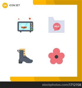 Group of 4 Flat Icons Signs and Symbols for electronics, running, communication, file, spring Editable Vector Design Elements