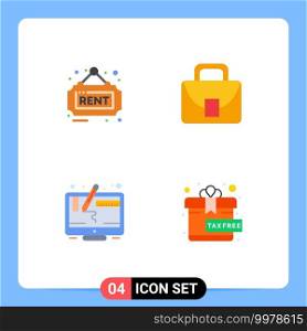 Group of 4 Flat Icons Signs and Symbols for estate, design, sign, logistic, screen Editable Vector Design Elements